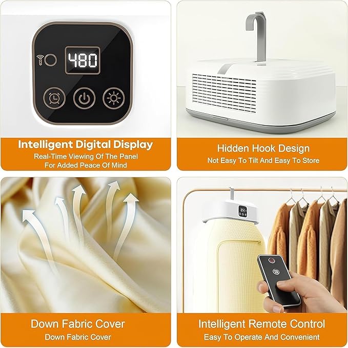 Electric Cloth Warmer – Portable Automatic Wet Clothing Air Warmer for Home, Towel Rack & Warming Bag Use, Fast Drying, White, ABS Material