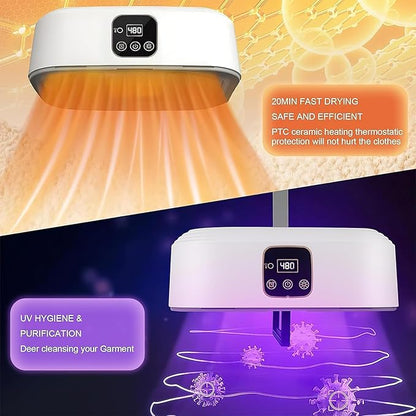 Electric Cloth Warmer – Portable Automatic Wet Clothing Air Warmer for Home, Towel Rack & Warming Bag Use, Fast Drying, White, ABS Material